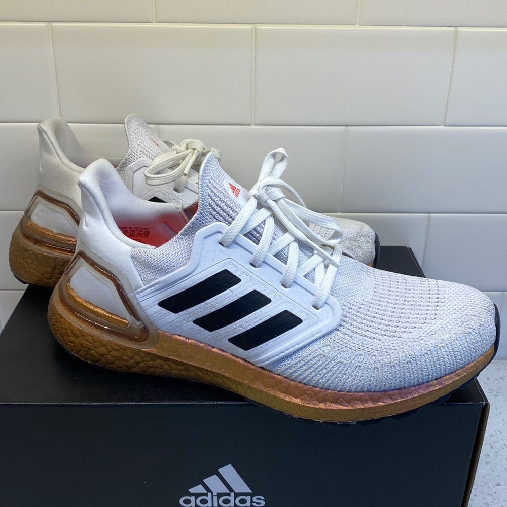 Adidas Ultraboost 20 - White, Copper & Black - Womens Size 8.5